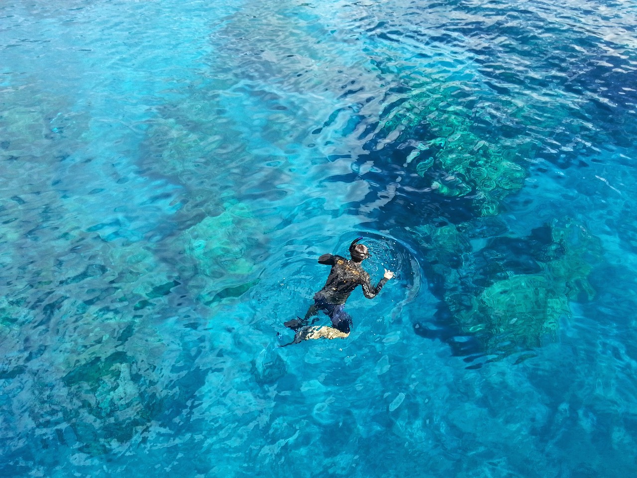 Eine Person beim Schnorcheln auf Curacao